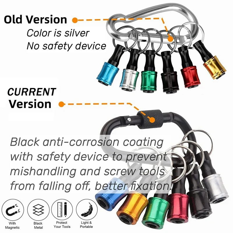 6Piece Upgrade Bit Holder 1/4Inch Hex Aluminum Alloy For Power Drill Bit Extensions