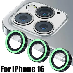 Luminous Ceramic Camera Protector Film For IPhone 16 Pro Max 16Plus Lens Film Ring Glass Anti-Scratch Tempered Glass Glowing Cap