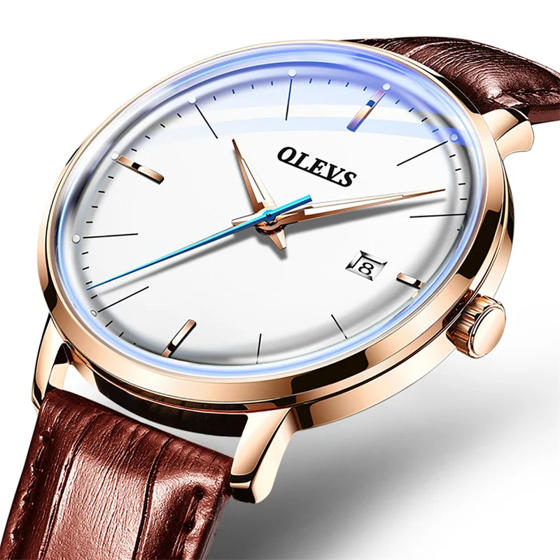 OLEVS Watch Men Fashion Sports Automatic Mechanical Mens Watches Top Brand Leather Waterproof Calendar Watch Relogio Masculino