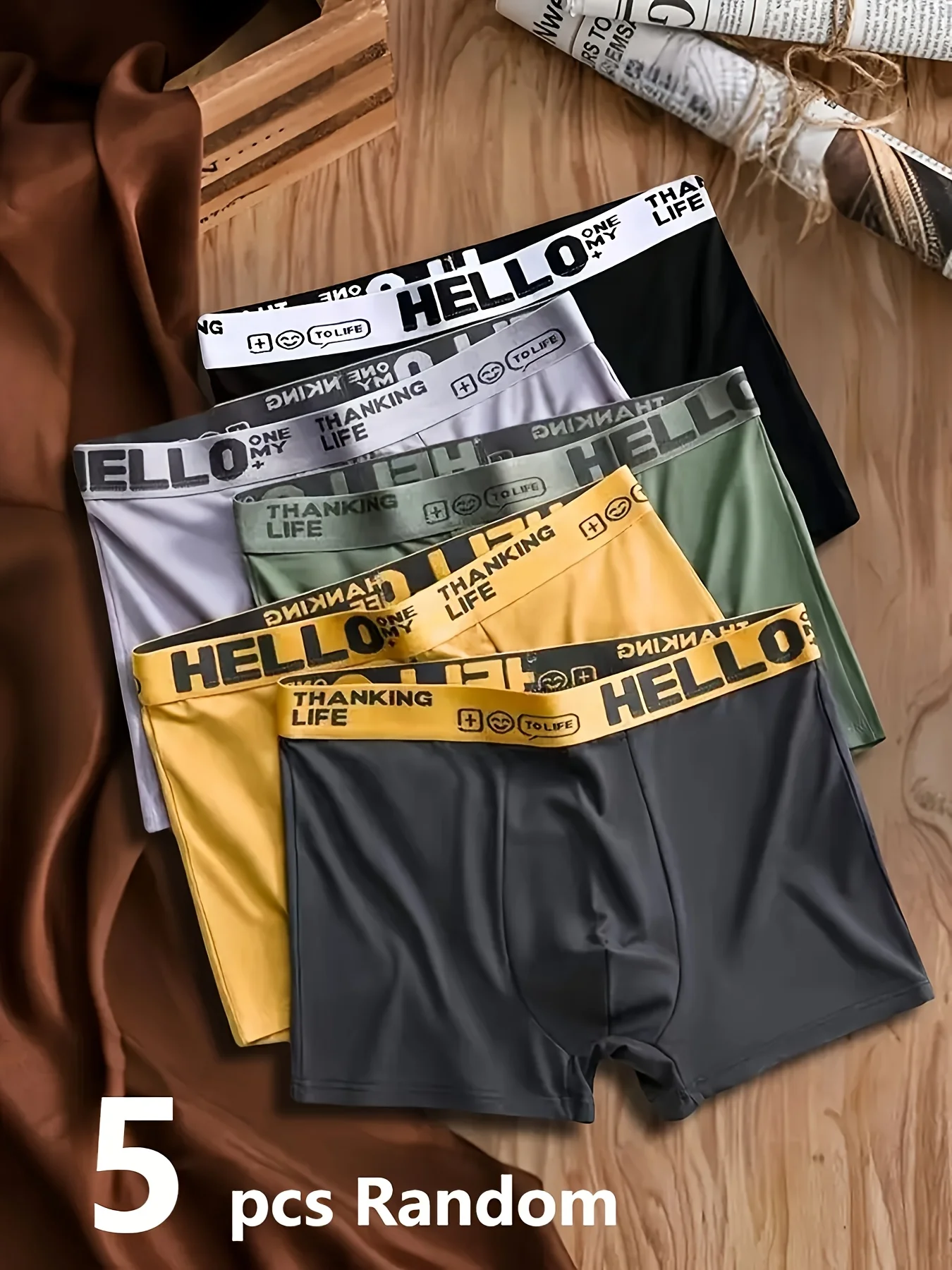 5-teilige zufällige Herrenunterwäsche, bequeme Persönlichkeit, Herren-Boxershorts, modische, sportliche, lässige Herren-Unterhose