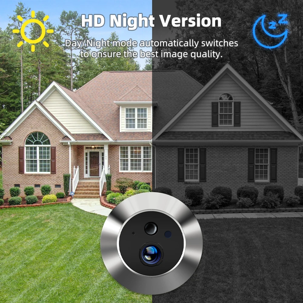 ICam365 APP 940NM No Red Exposure Night Vision 3MP 2.4G WiFi Peephole Door Cat Eye Digital Viewer PIR Camera with 4.3\