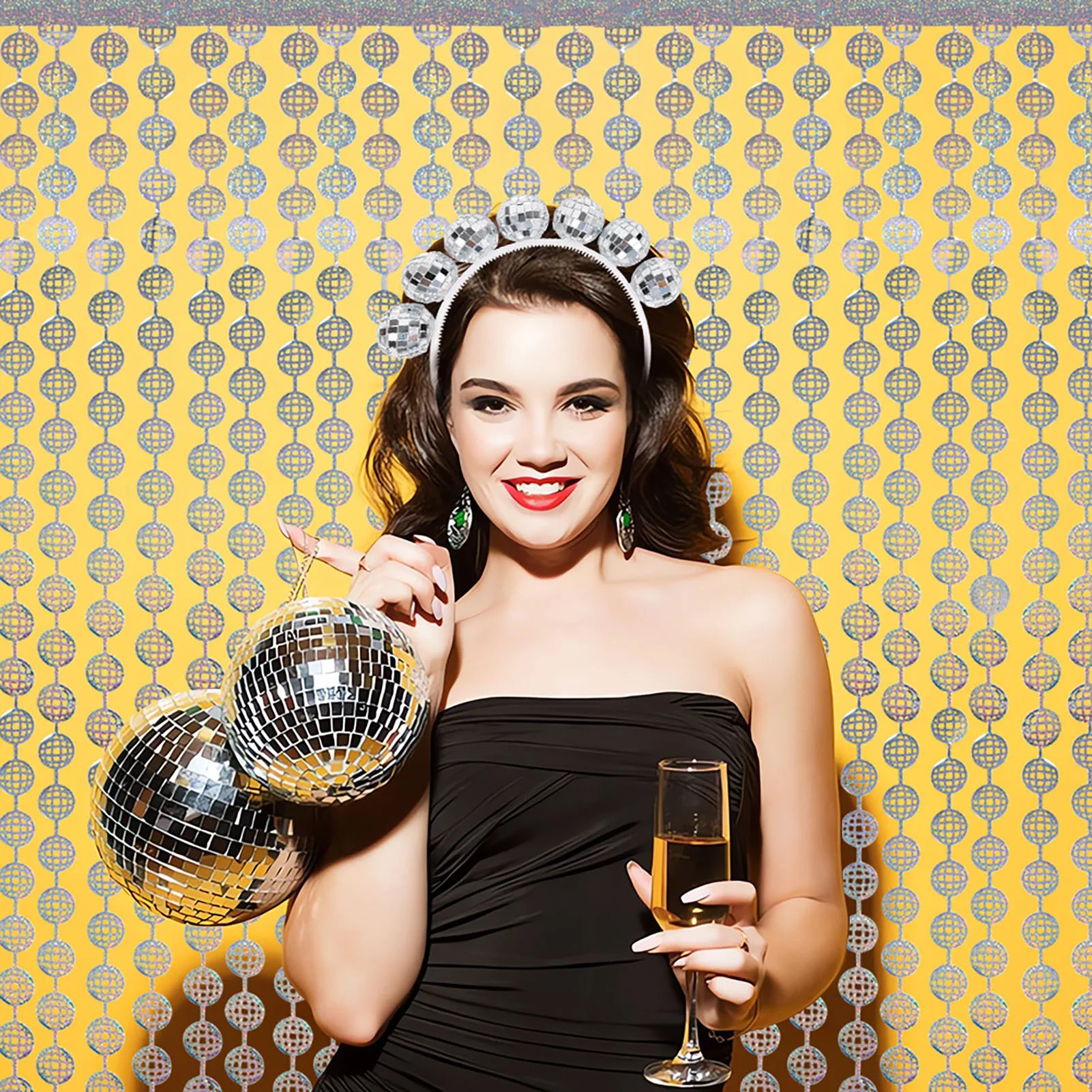 Silber Disco Ball Stirnband Krone Tiaras Charming Mirrorball Haarreifen Dekor für Frauen Kostüm Party Haarschmuck