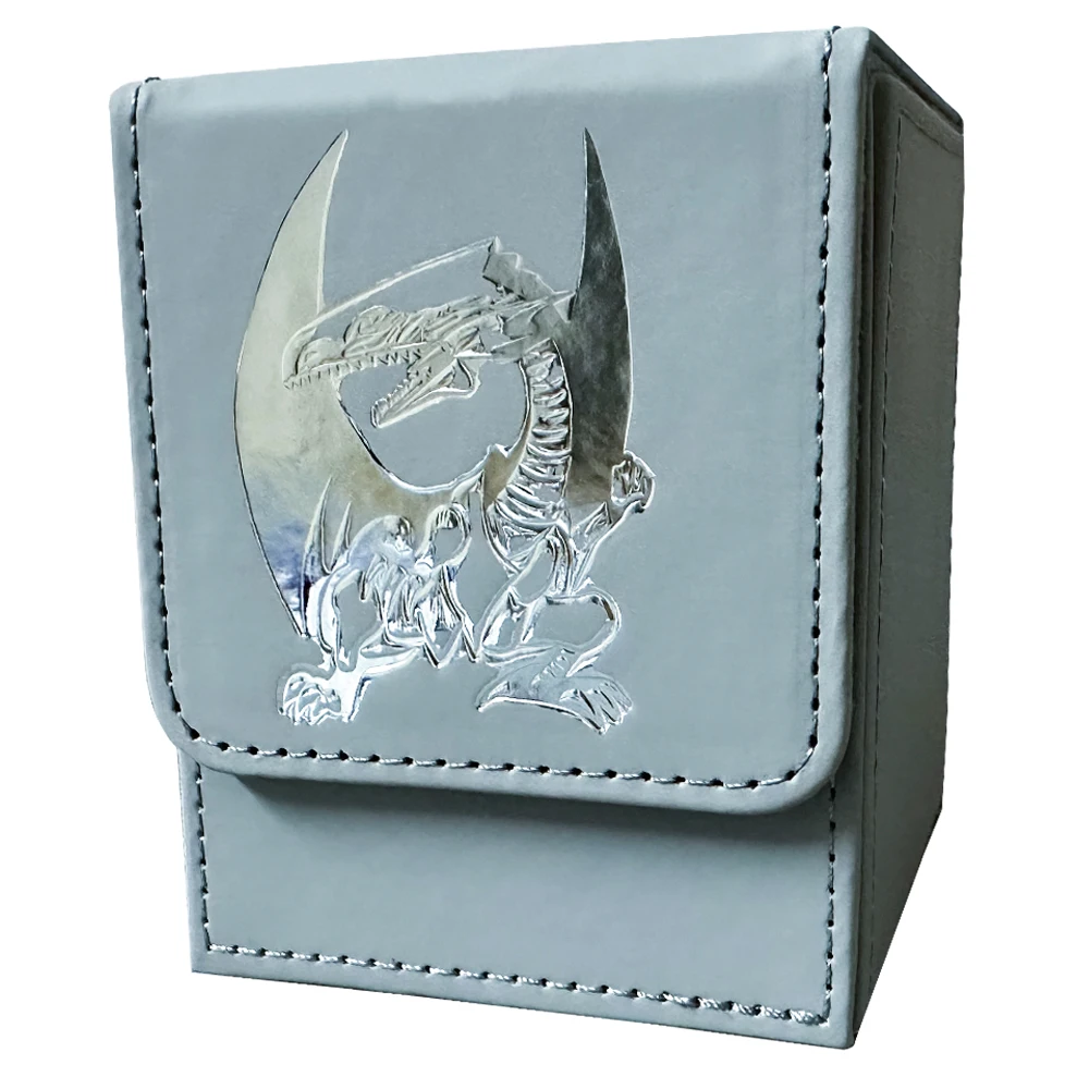 Self Made Yu-Gi-Oh! Blue Eyes White Dragon Card Box Leather Card Storage Box Large-Capacity Board Game Card Box 100+ Cards