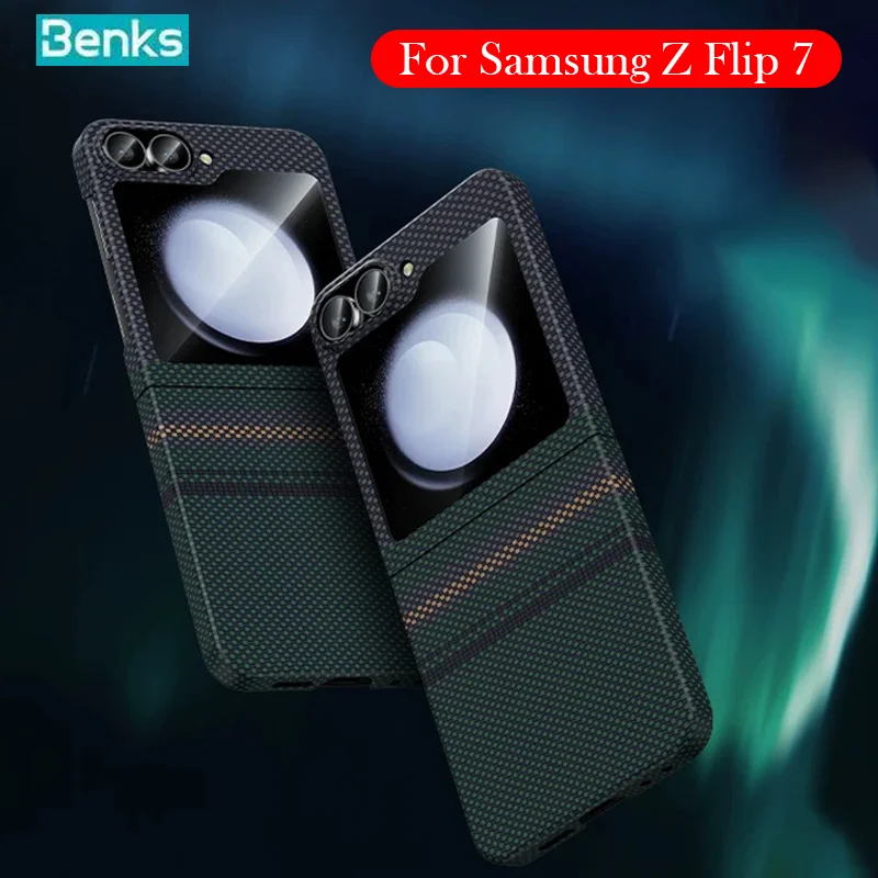 

Benks Carbon Fibre Case For Samsung Z Flip 7 Kevlar Wireless Charging Back Cover Case for SAMSUNG Z FLIP 7