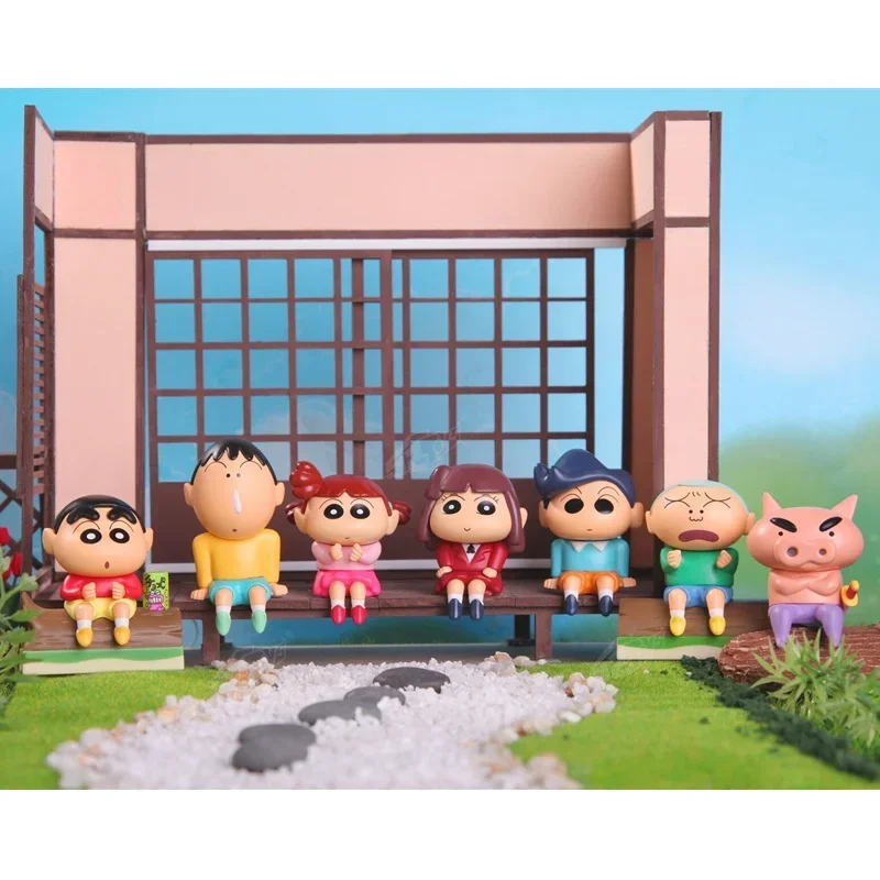 Anime Kawaii Blind Box Crayon Shin-chan Sitting In Rows  Action Figure Collectible Toy Desktop Decoration Gift For Kids Toys