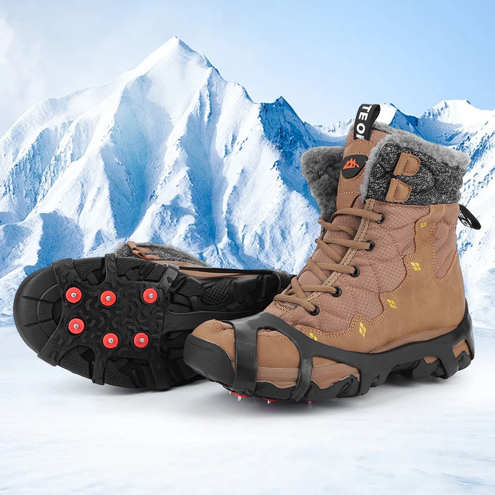 9 Teeth Climbing Crampons Anti-Slip Mountaineering Cleats Unisex Snow Ice Gripper Outdoor Chain Shoe Spikes