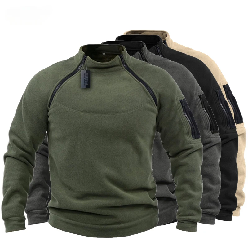 

Outdoor Men Hunting Outdoor Polar Wool Jacket Hunting Suit Warm Zip Pullover Men Windproof Jacket Warm Mountaineering Sweater