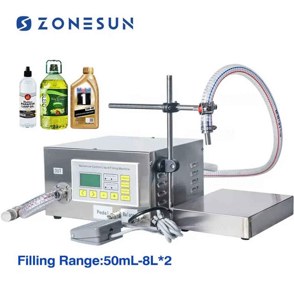 ZONESUN ZS-GP631 Semi Automatic Gear Pump Oil Filler Single Nozzle Lubricating Edible Essential Oil Weighing Filling