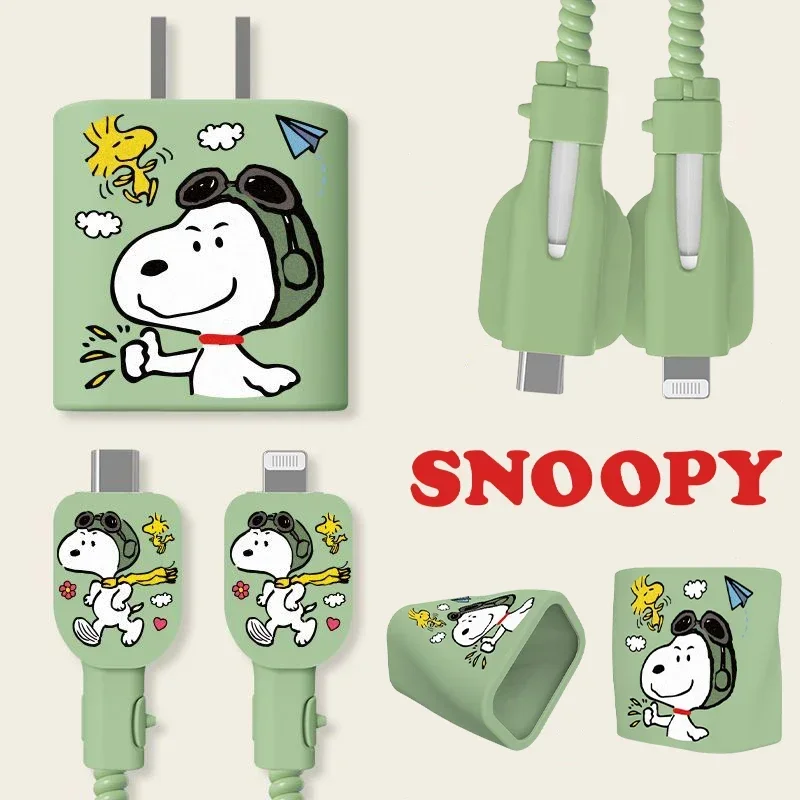 Snoopy for Iphone Charger Protector 18W 20W Anime Data Cable Protective Sleeve Cute Cartoon Cable Accessories Case Soft Cover