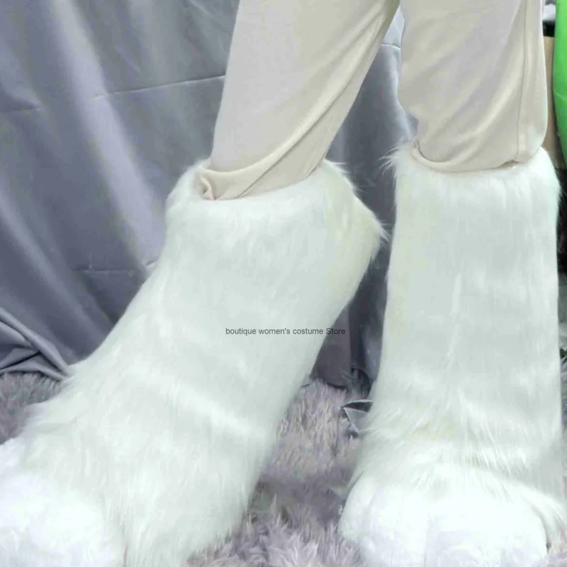 White Fur Shoes  KIG-style Universal Extended Version Of Curved-leg And Straight-leg Animal Feet For Animal Kig Shoes