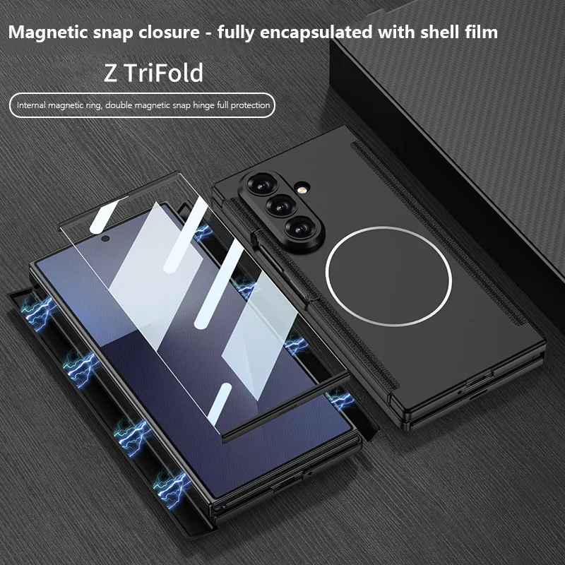 

Magnetic Folding Hinge All-included Case For Samsung Galaxy Z TriFold 5G Wireless Charge Protective Cover With Tempered Film