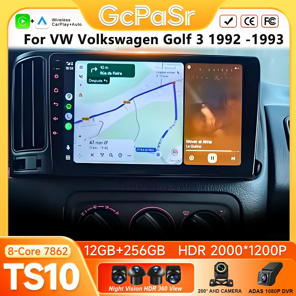 Car Radio Carplay For VW Volkswagen Golf 3 1992-1993 Android 16 Navigation GPS Android Auto WiFi 4G Unit Autoradio Video No 2din