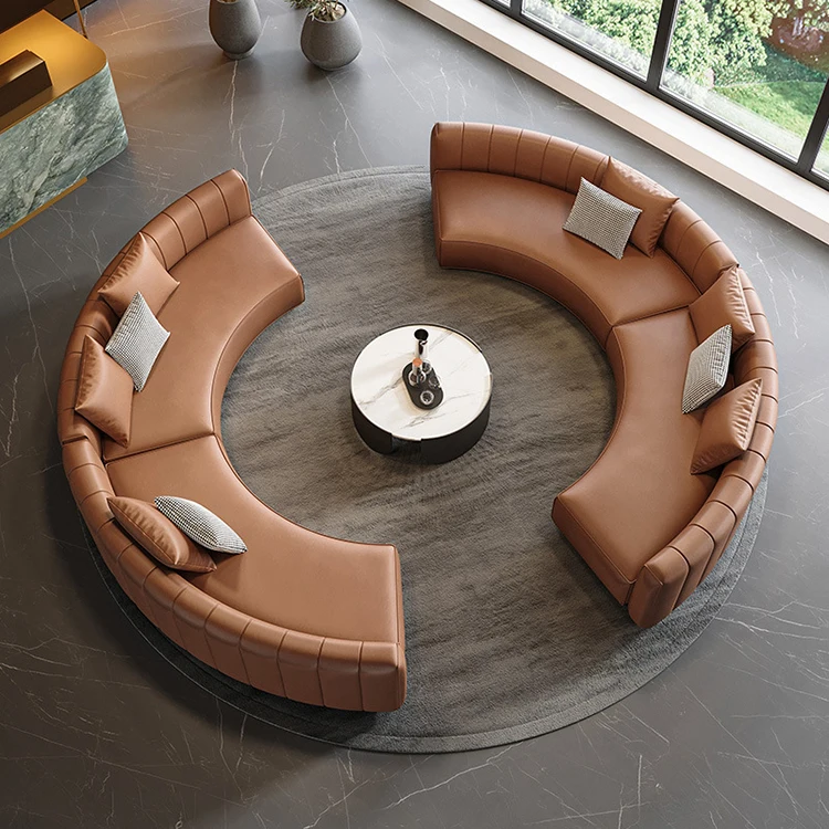 

Современный роскошный изогнутый секционный диван Sopa из искусственной кожи с высокопрочным деревянным каркасом и наполнителем из губки для гостиной, квартиры, виллы