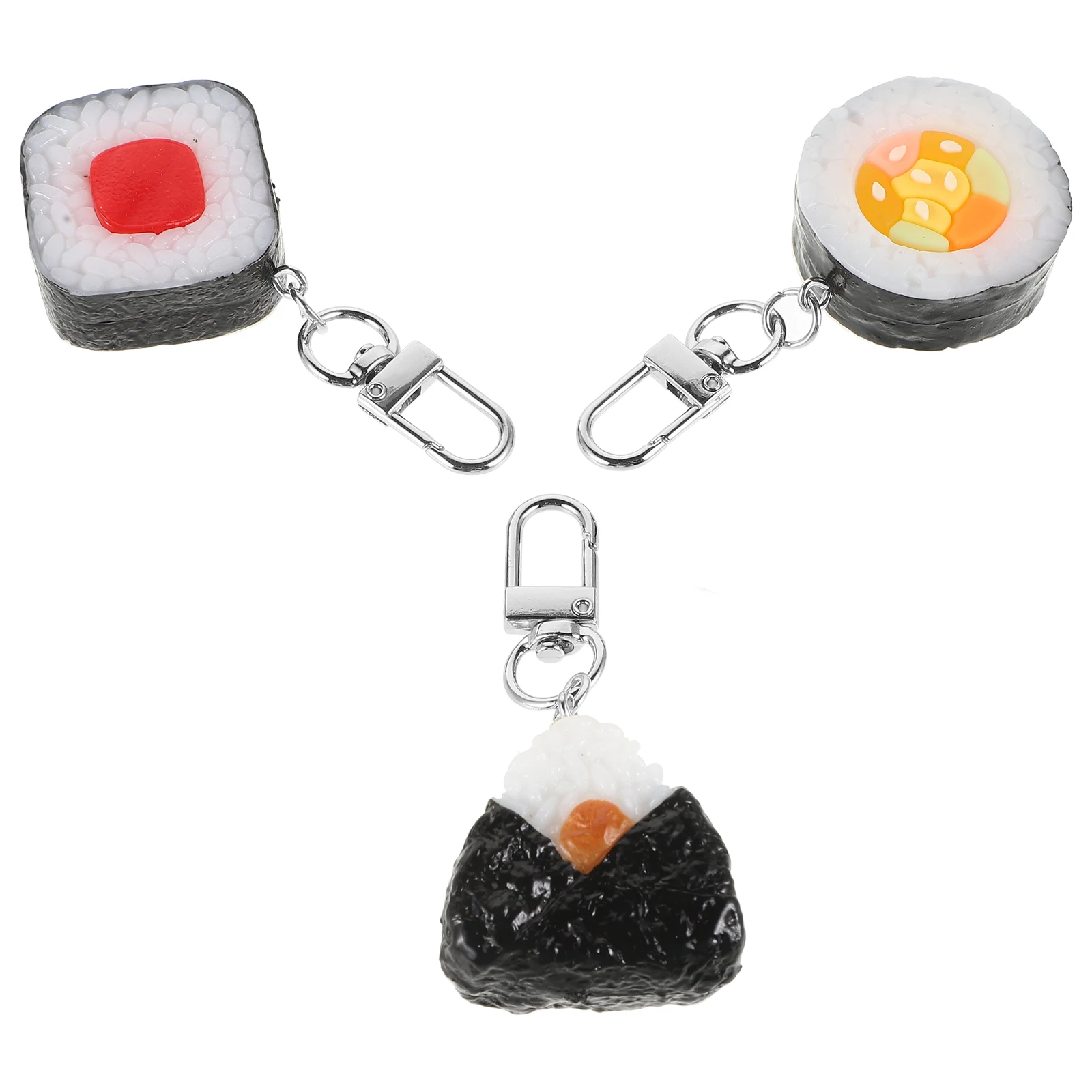 

3pcs Sushi Keychain Realistic Japanese Design Lightweight Plastic Keychains Cute Kawaii Bag Charm Food Ornament