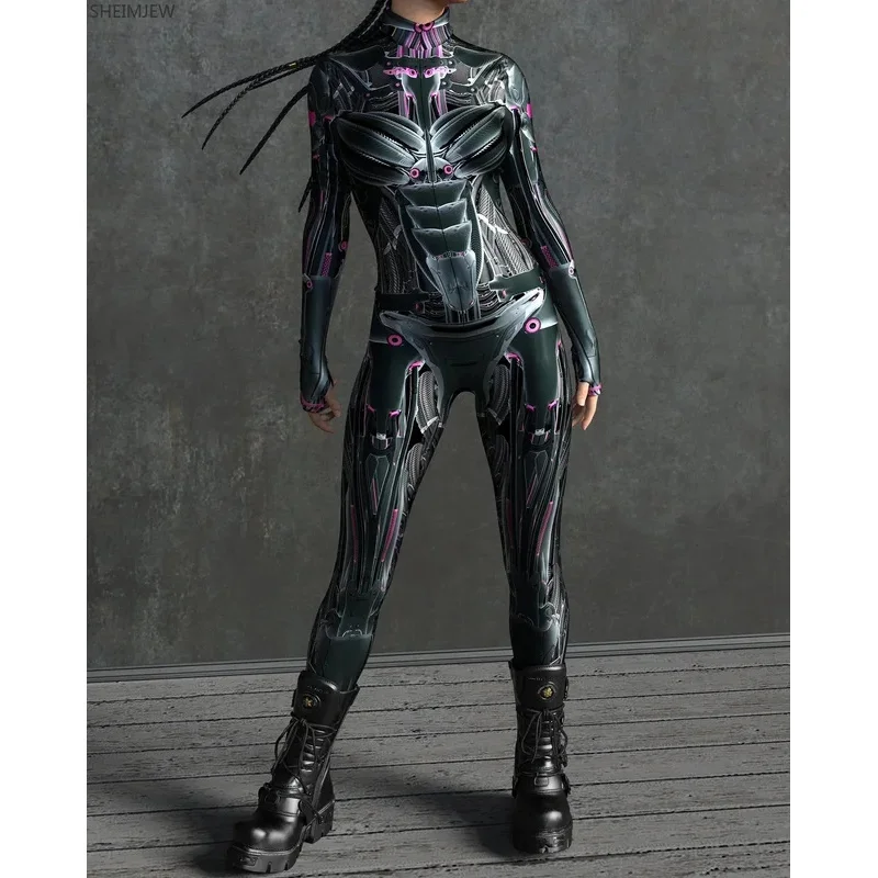 RT01 Nuovo Cosplay Robot Punk Donne Zentai Tuta 3D Stampa Digitale Tuta Per Adulti Sottile Halloween Carnevale Vacanza Gioca C * JK2