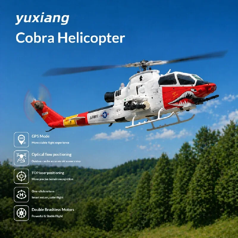 

Yuxiang F112S Cobra Rc Helicopter Gps Positioning Optical Flow Laser Radar Tof Altitude Hold Realistic Military Army Hobby