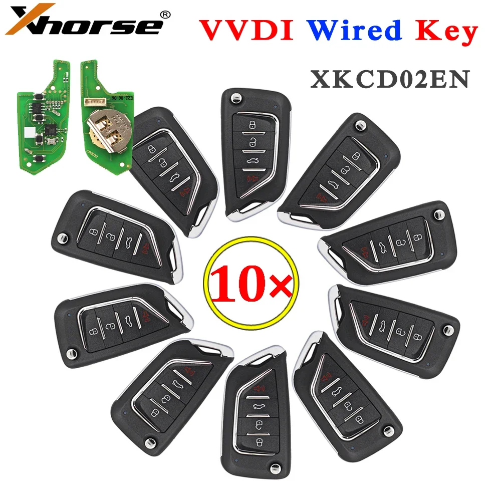 10Pcs/Lot Xhorse XK Series XKCD02EN Universal Wire Remote VVDI Car Key for VVDI2 / VVDI Mini / Key Tool Max for Cadillac Style