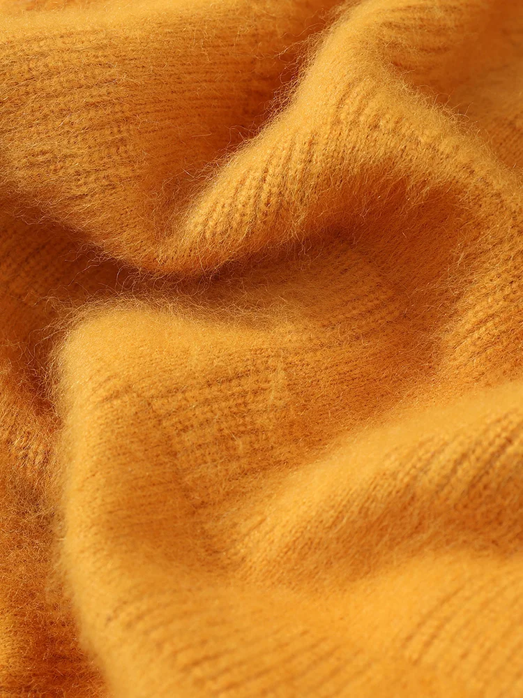 Luxury Men's 100% Mink Cashmere Thickening Sweater O-neck Grid Pullover Thick Knitwear Top Autumn Winter Anti-pilling Clothing