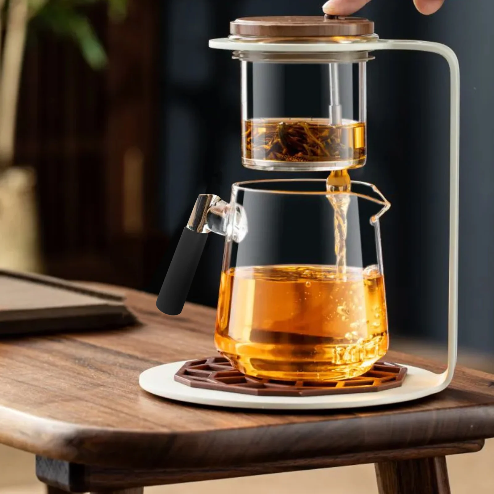 

Tea Pot Handle Replaceable Teapot Vintage Scald-proof Detachable Wood Replacement Handles