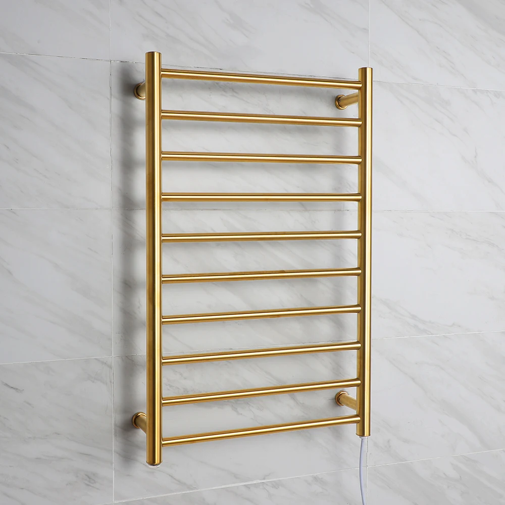 Brushed Gold Wall Mounted Electric Towel Dryer Electric Towel Rack