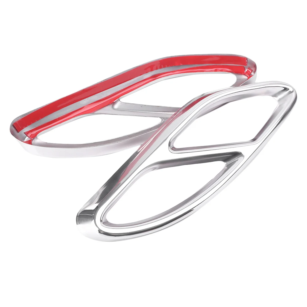 2Pcs Silver Car Rear Cylinder Exhaust Pipe Cover Decor Trim for   A B E Class GLE GLC GLC W166 W176 W205 W212 W213