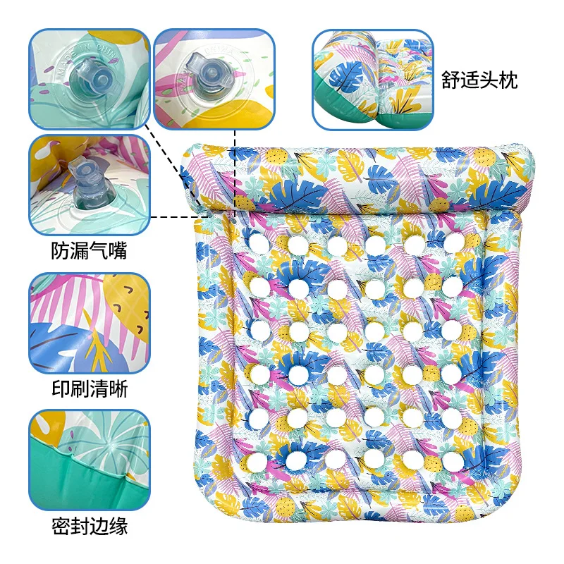 แพยางเป่าลมแบบสองช่องรุ่นใหม่ปี 2026  วัสดุ PVC หนาพิเศษ ลายใบไม้หลากสี สำหรับเล่นน้ำในสระช่วงฤดูร้อน