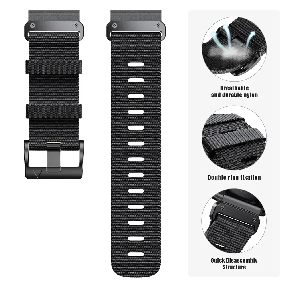 QuickFit 22mm 26mm Nylon Strap For Garmin Fenix 7 7X 6X Pro/Epix Pro Gen 2 51mm 47mm/Fenix6 5Plus 5XPlus Braided Watchband