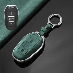 Aluminum Alloy Suede for PEUGEOT 308 408 508 2008 3008 4008 5008 Citroen C5 X C4L C6 C3-XR DS 5LS 4S Smart Remote Key Case Cover