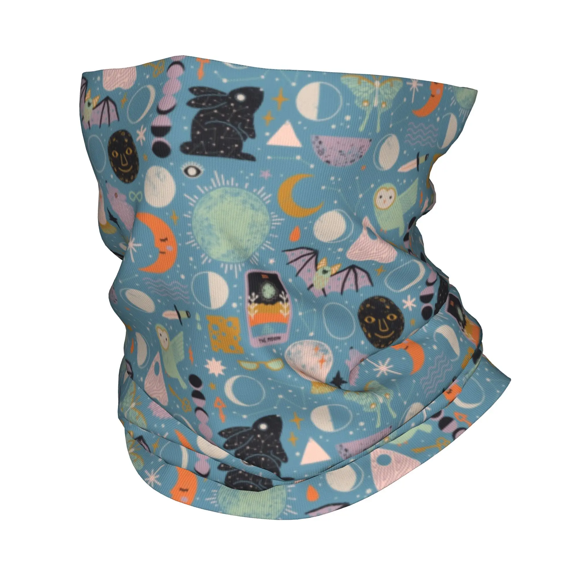 

Custom Lunar Eclipse Pattern Celestial Space Moon Bandana Neck Warmer Men Windproof Wrap Face Scarf for Hiking Halloween Witch