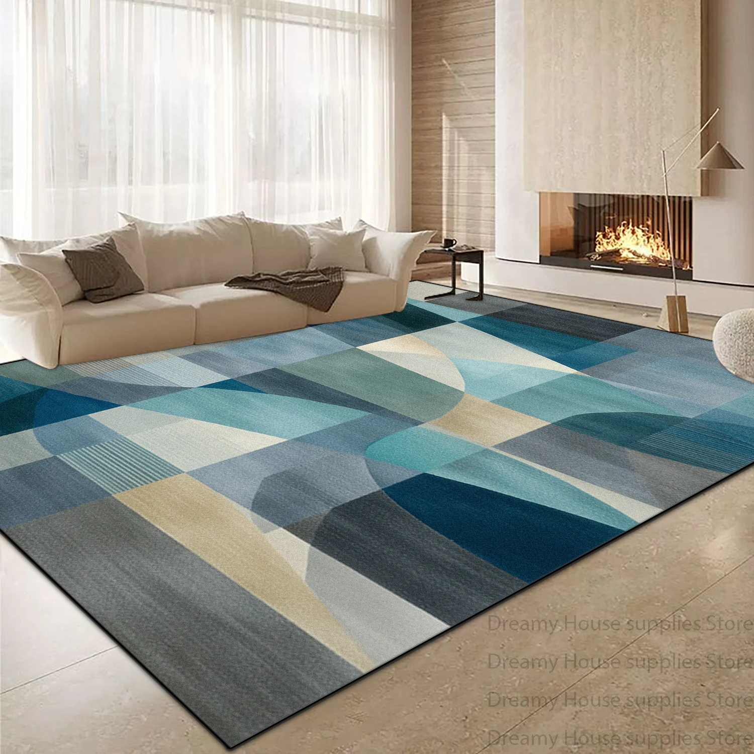 Tapis de salon géométrique abstrait nordique, décoration de la maison, tapis moelleux et doux pour chambre à coucher, antidérapant, lavable, paillasson d'entrée