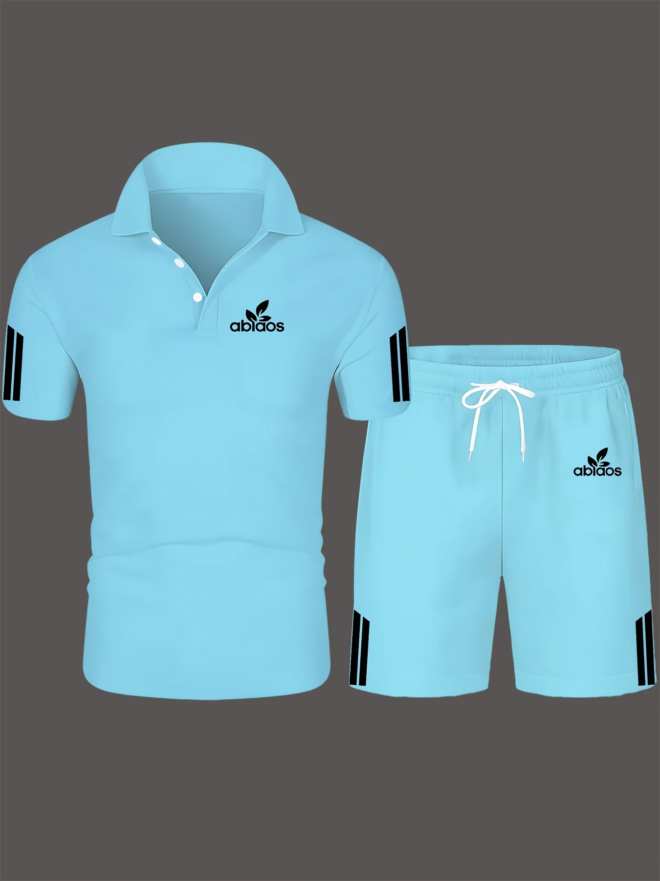 

The Latest Casual Striped Polo Shirt and Elastic Waisted Shorts for 2026 Summer Set with Fashionable 3D Printing Printing