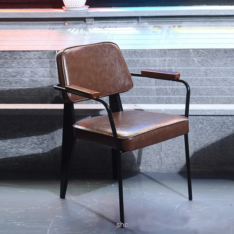 الشمال النمط الصناعي حانة بار مريح كرسي غير رسمي دور علوي الحديد المطاوع مطعم مسند الذراع كرسي الطعام كرسي القهوة الرجعية #2