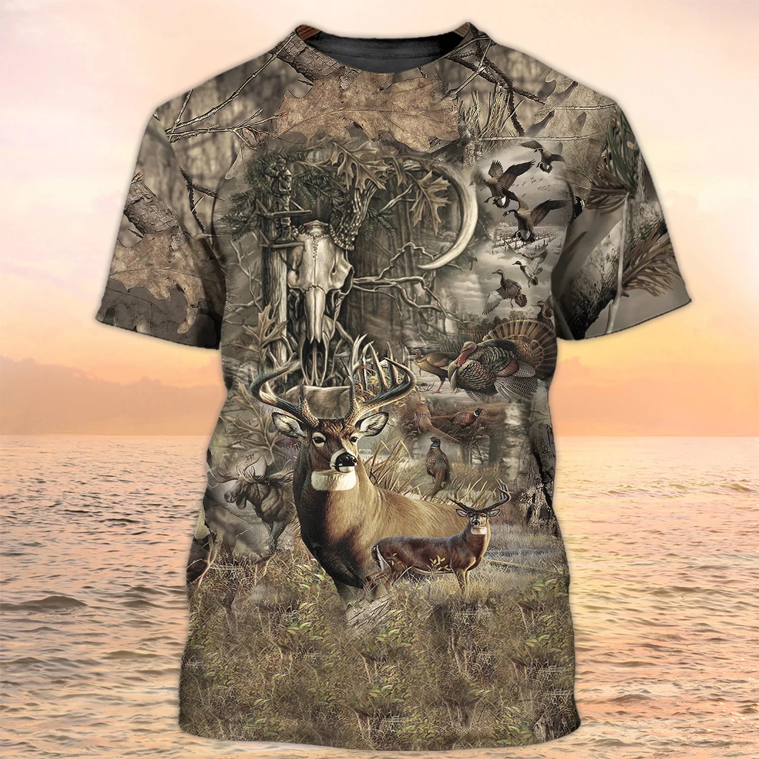 Casual Hunting Deer Camo 3D All Over Printed Men\'s t shirt Summer style Casual Unisex street T-shirt Deer Hunter
