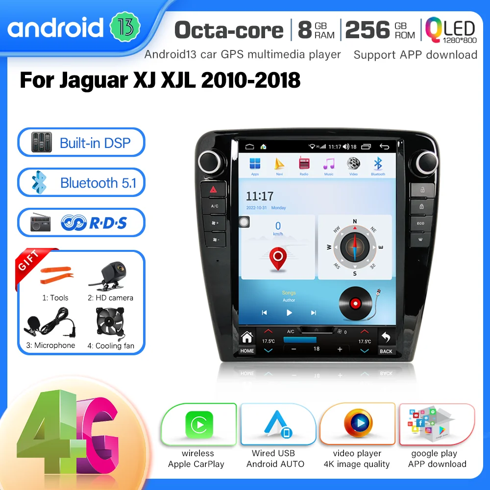 

Android 13 12.1 inch For Jaguar XJ XJL 2010-2018 Car Multimedia Player GPS Radio CarPlay 5G Wifi Navigation 8+256GB+360