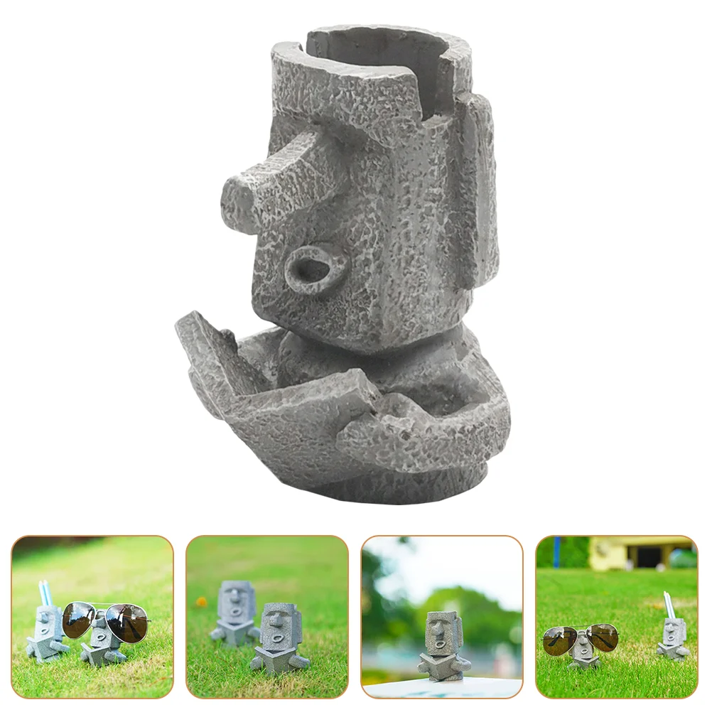 

Easter Island Statue Resin Eyeglasses Holder Desktop Pen Stand Creative Decor Gift Unique Craft Safe Mini Model