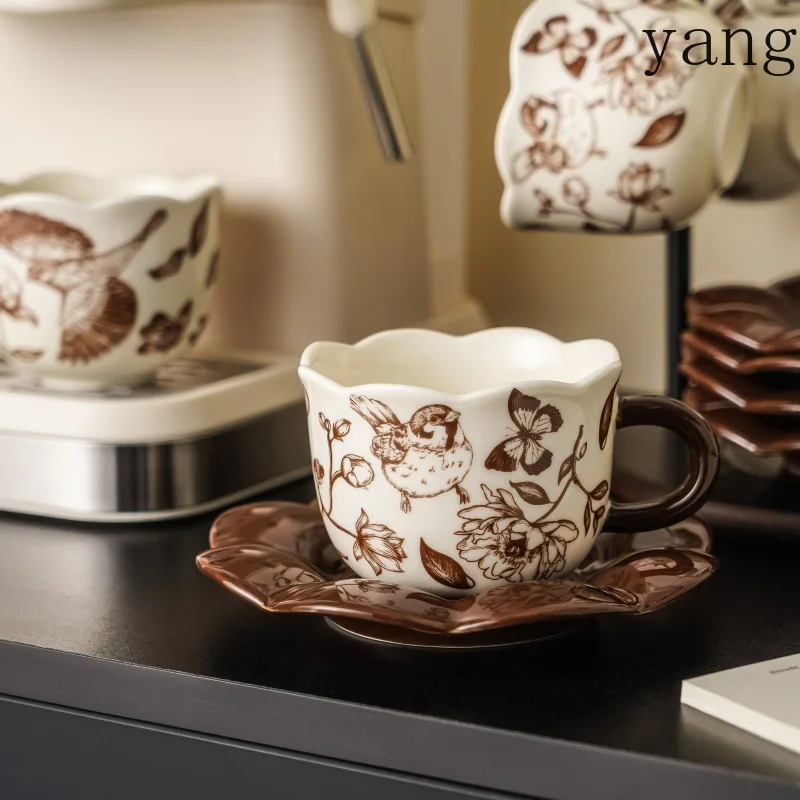 LMM retro Nordic high-end high-value ceramic cup and saucer combination with cup holder