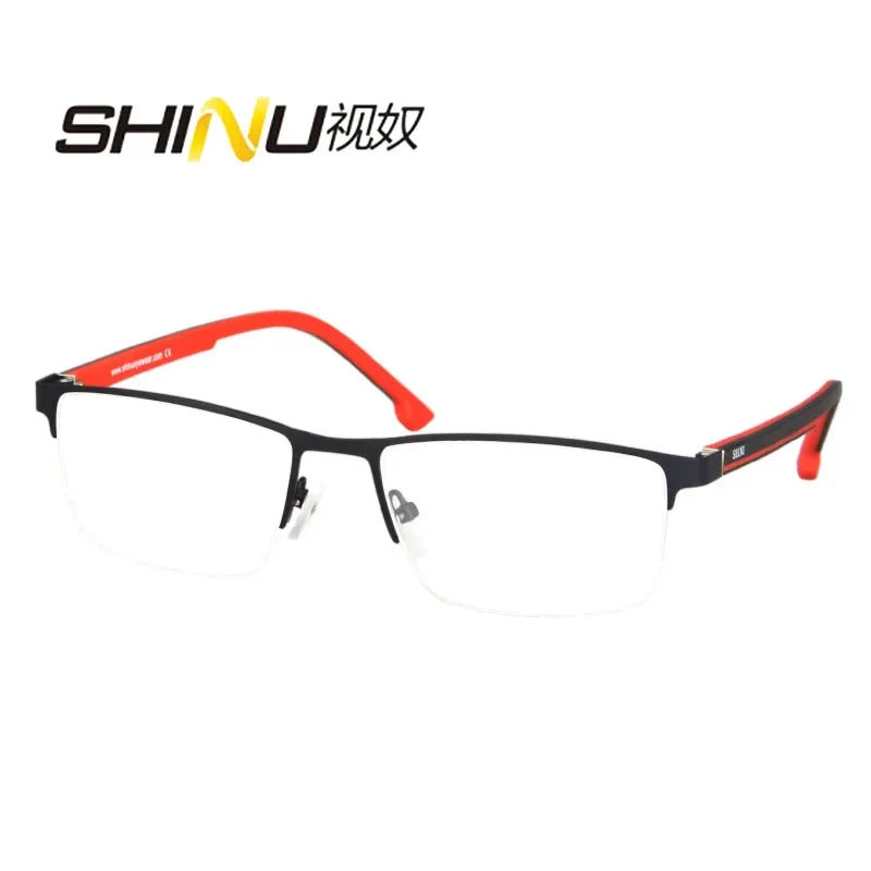 SHINU Prescription Progressive Glasses Anti Fatigue Prevent Myopia Deepen Eyeglasses Half Frame Blue Light Blaocking Glasse