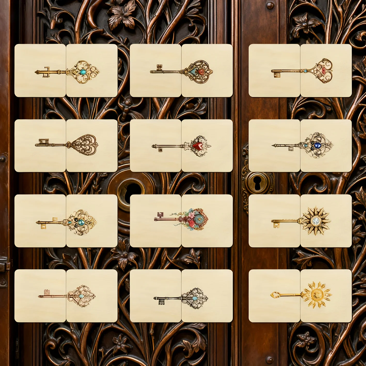 

24pcs Exquisite Creative Art Durable Wooden Teaching Aids 3mm Thick Key Patterns Learning Supplies Student's Gifts Graduation