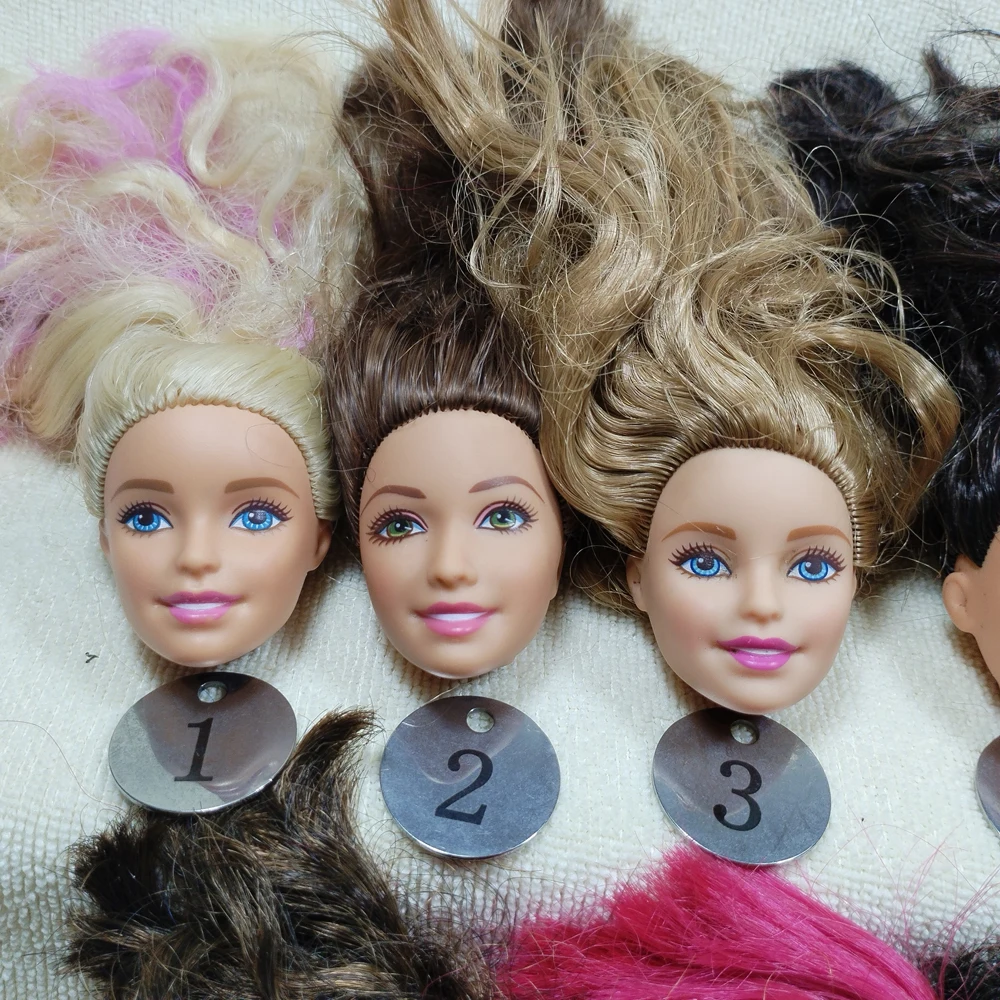 B20-23 Original Foreign Trade European Beauty1/6 OOAK NUDE Doll Head Mussed White Curly Hair for DIY Soft PVC Head  90%NEW B