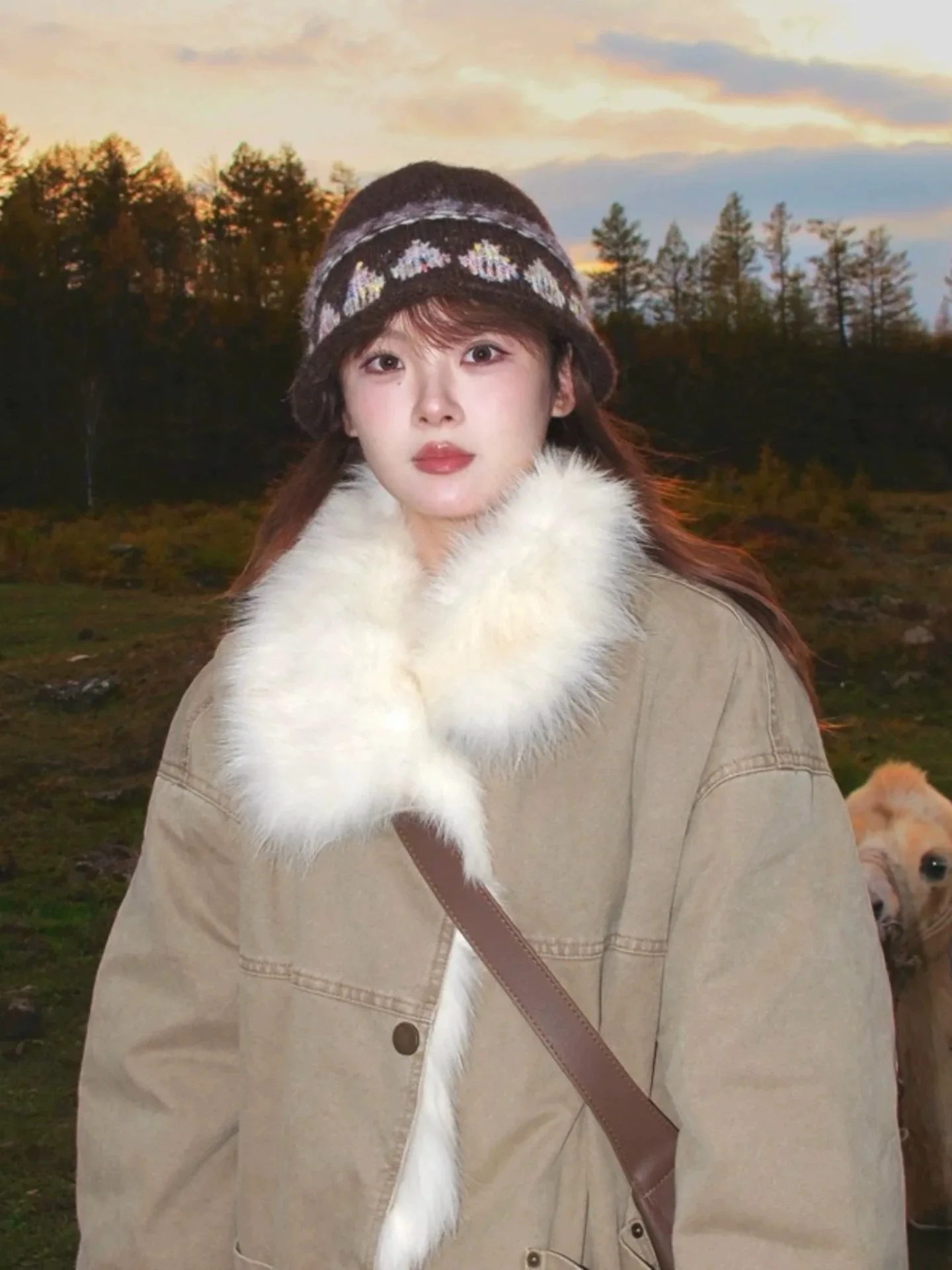 

Winter Cotton Coat Women 2025 New American Vintage Loose Design Parka Jacket Fleece Lined Thick Outerwear