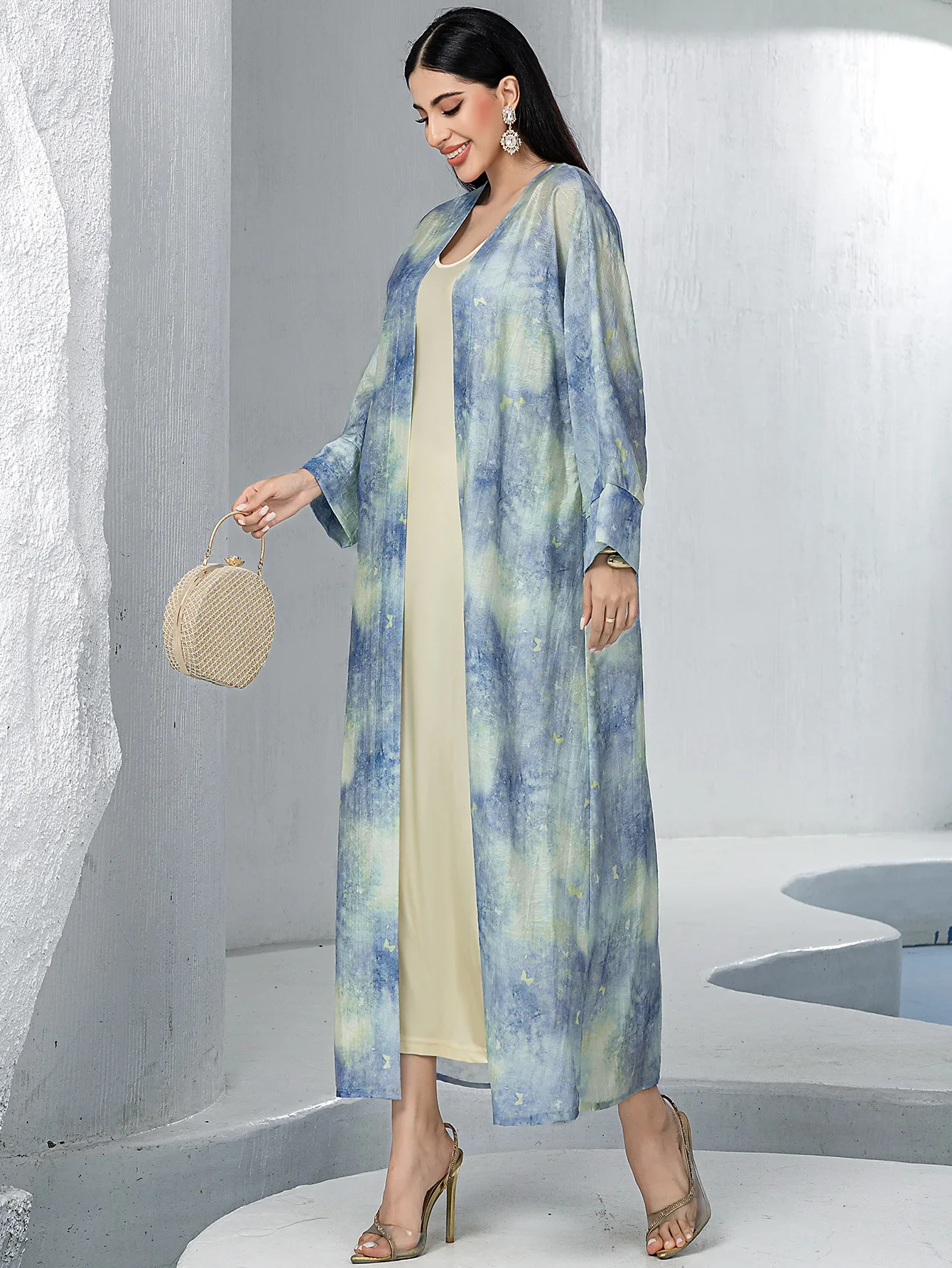 Abaya turc de dubaï, ensemble assorti 2 pièces pour femmes musulmanes, sous-robe intérieure, Abayas, Kimono ouvert, Cardigan, costume, vêtements islamiques du Ramadan
