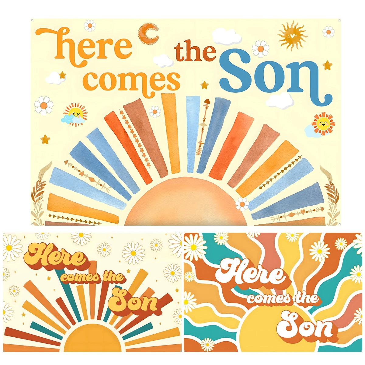 

Sunshine Backdrop Boys Baby Shower Birthday Decoration Here Comes The Son Party Background Boys Birthday Party Decoration