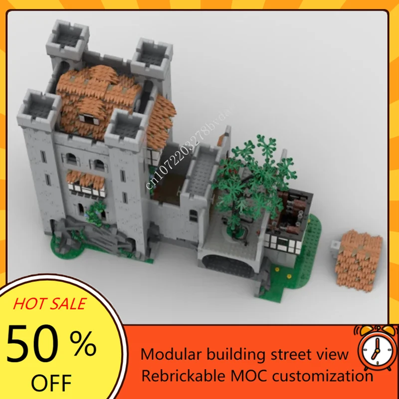 Aangepaste MOC Middeleeuwse Leeuw Ridder Kasteel Hof Yard Model Aangepaste Puzzels Technologie DIY Assemblage Verjaardag Speelgoed Vakantie Geschenken