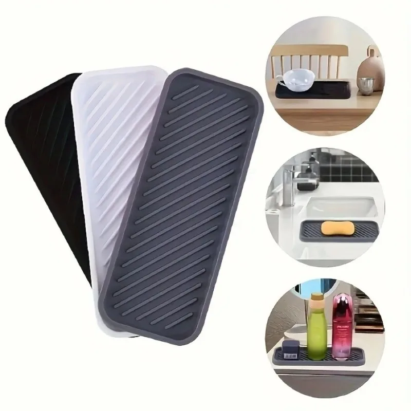 Home Multifunctional anti Slip Silicone Convenient Soap Box, Soft Storage Tray, Storage Box, Bathroom, Kitchen Storage Organizer