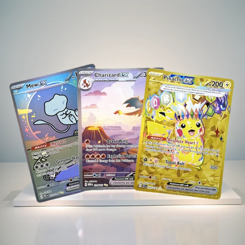 Tarjetas individuales PKM de aluminio, juego de Pikachu Charizard EX Bubble Mew, tarjetas de colección raras, tarjetas proxy de arcoíris PTCG
