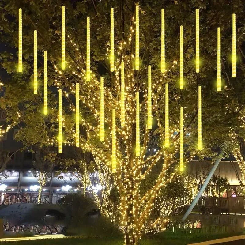 8/16/24/32 Tubes Meteor Rain LED String Light Gorgeous Christmas Lights 2025 New Year Wedding Garden Street Halloween Decoration