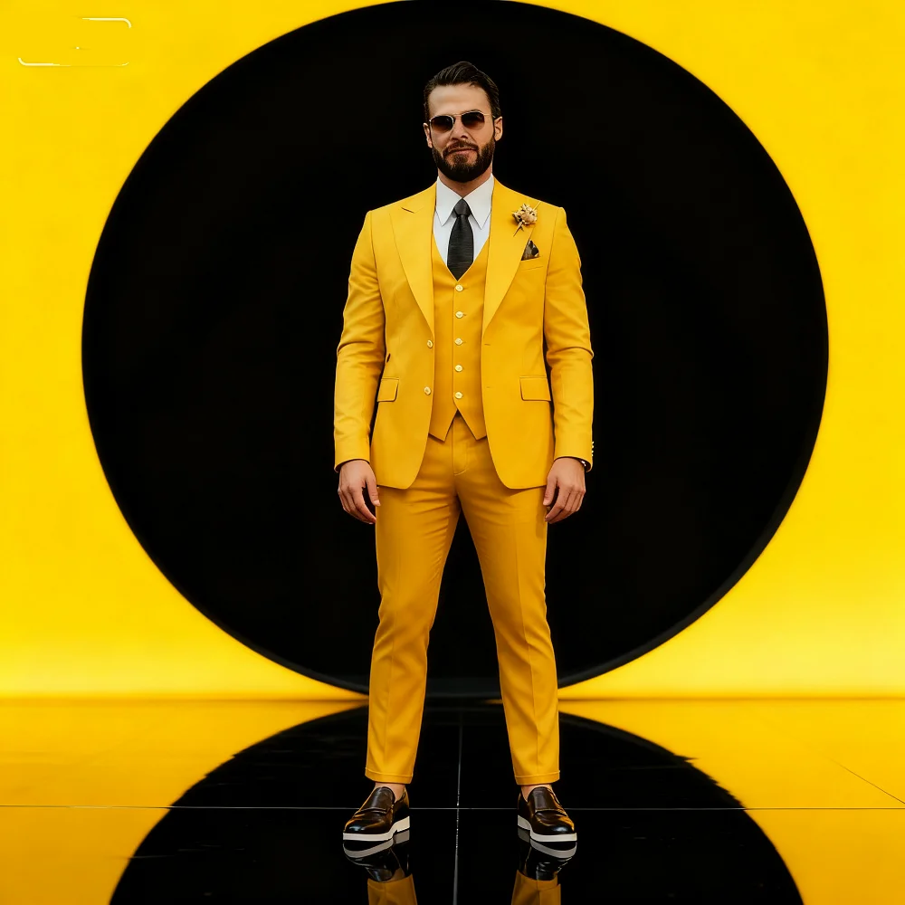 

Elegant Brown Wedding Tuxedo for Men Slim Fit Peak Lapel Formal Groomsmen Suiting Mais Recentes Designs Terno Ho