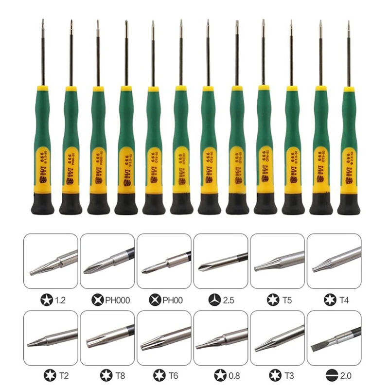 

BST-666 12 in 1 Precision Screwdriver Set Disassemble Repair Kit Phillips Torx Screw Drivers for Mobile Phone PC Tablet Tools