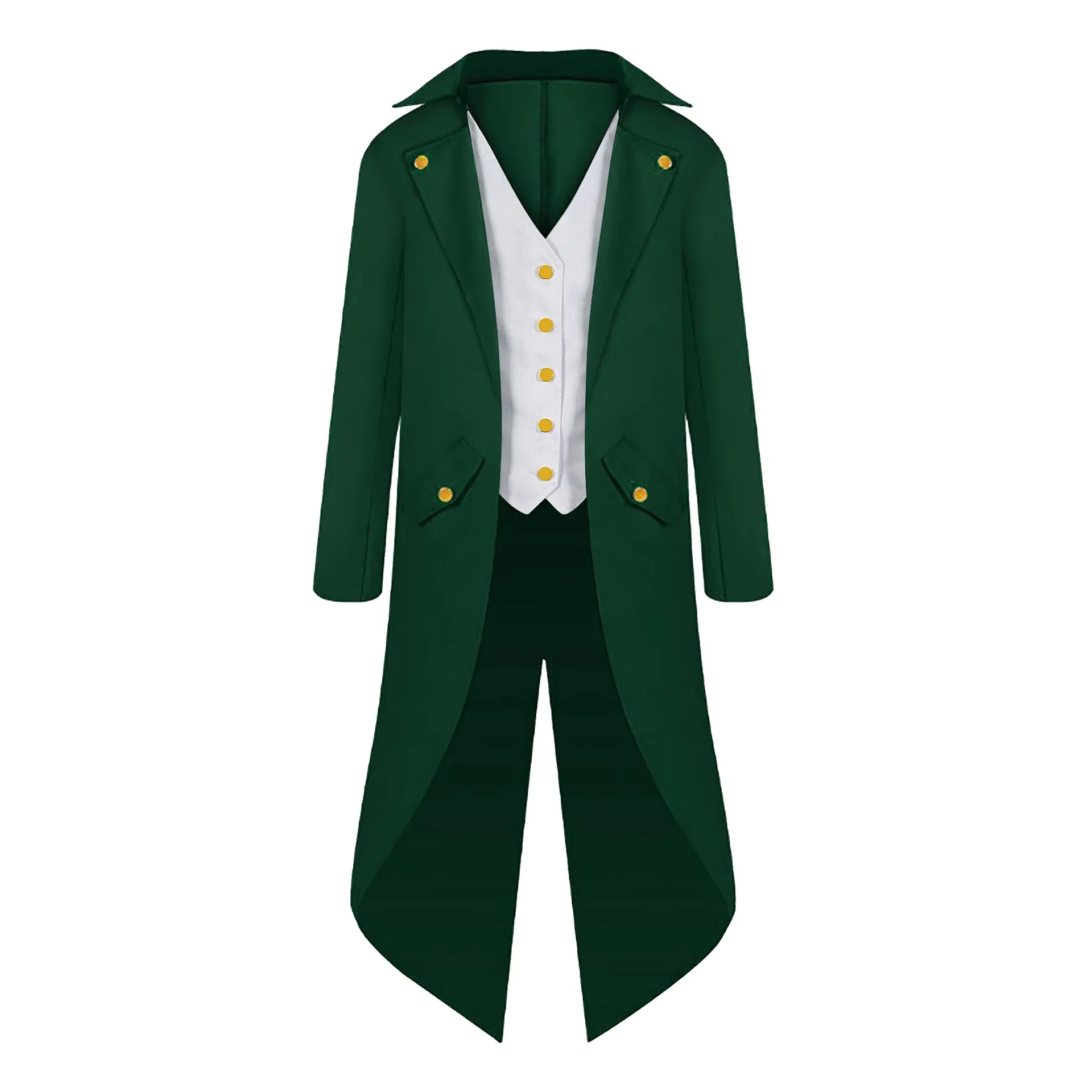 

Men New Renaissance Victorian Costume Men's Magician R Circus Jacket Halloween Party Cosplay Tailcoat with Felt Hat Tie