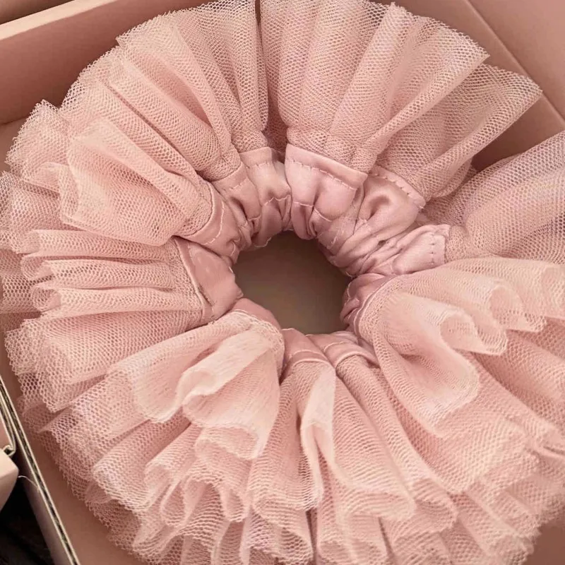 Pink Lace Multi Layers Hair Bands French Elegant Ballet Princess Style Jewelry Unique Girly Heart Hair Accessories For Women